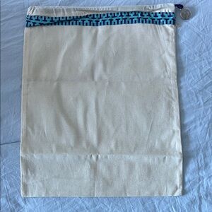 Tory Burch Cream Travel Bag with Blue Accents